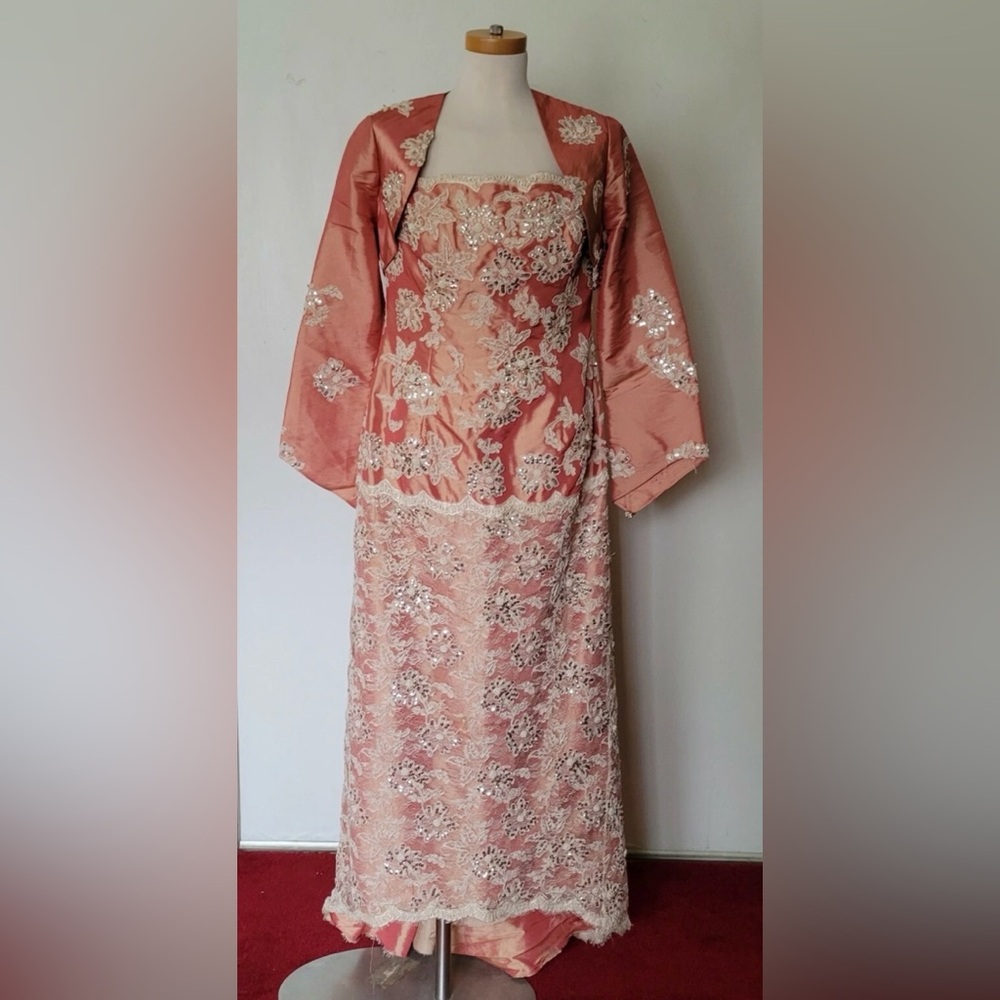 Jovani mother of the bride MOB beaded embroidered gown dress with jacket Sz 10